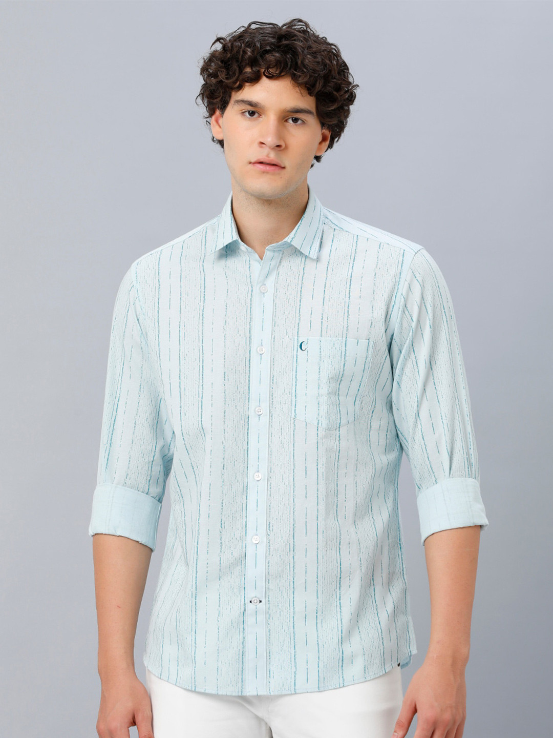 

CAVALLO by Linen Club Men Striped Comfort Linen Casual Shirt, Green