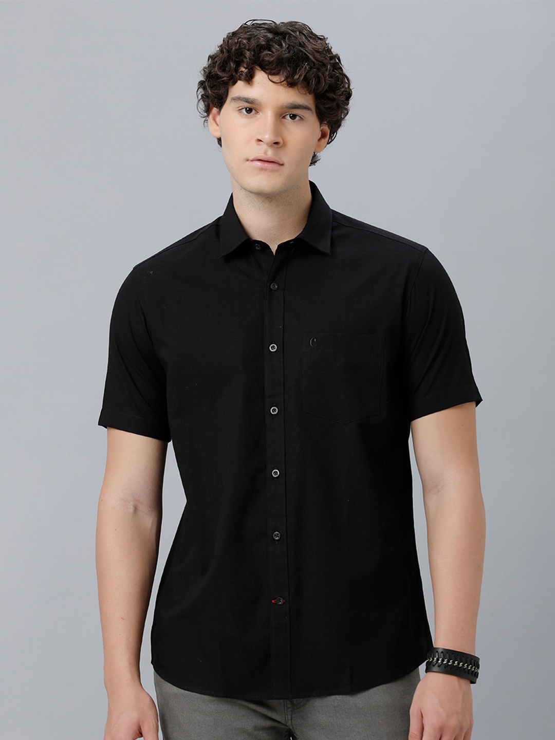 

CAVALLO by Linen Club Regular Fit Casual Shirt, Black