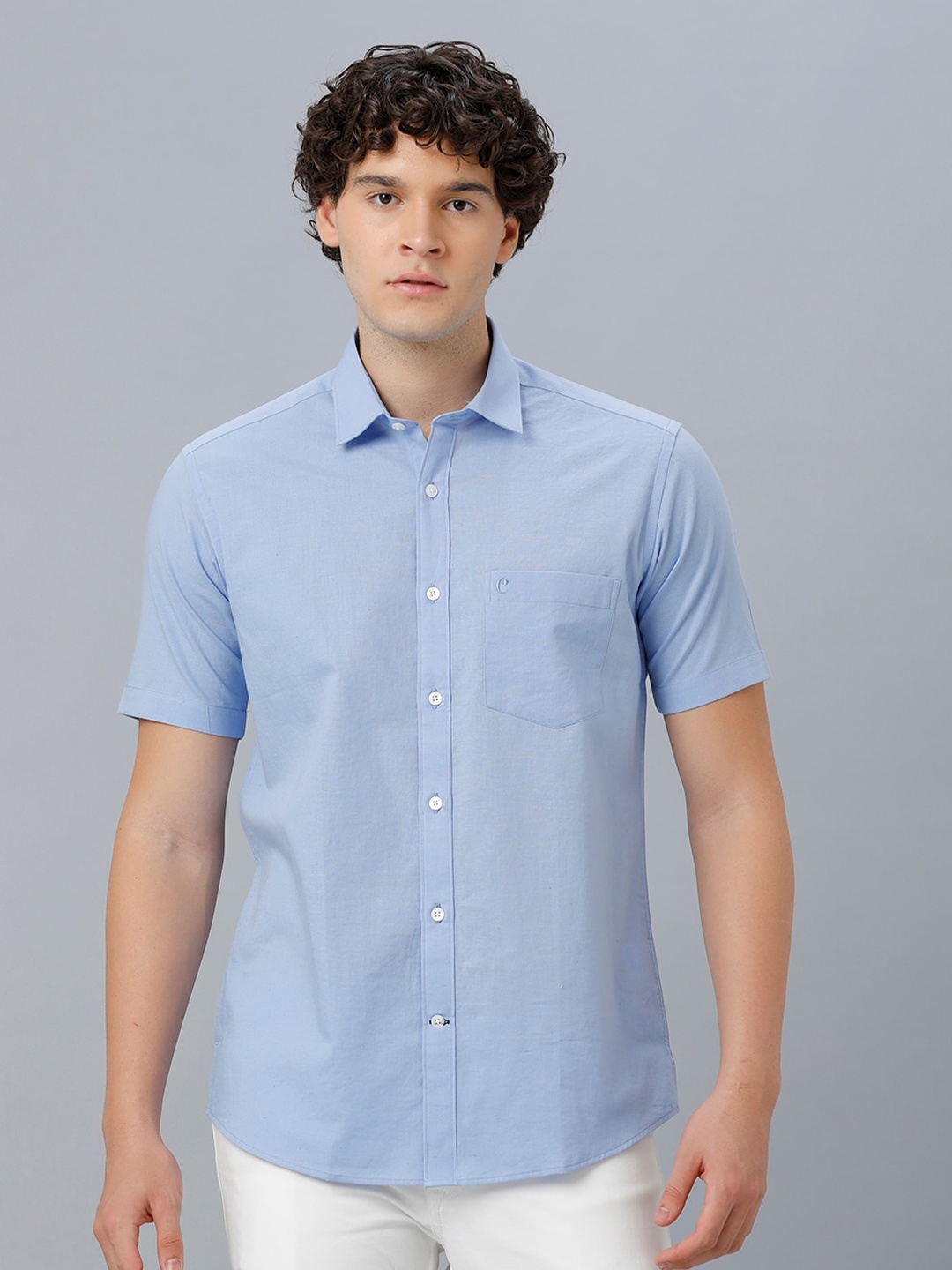 

CAVALLO by Linen Club Spread Collar Casual Shirt, Blue