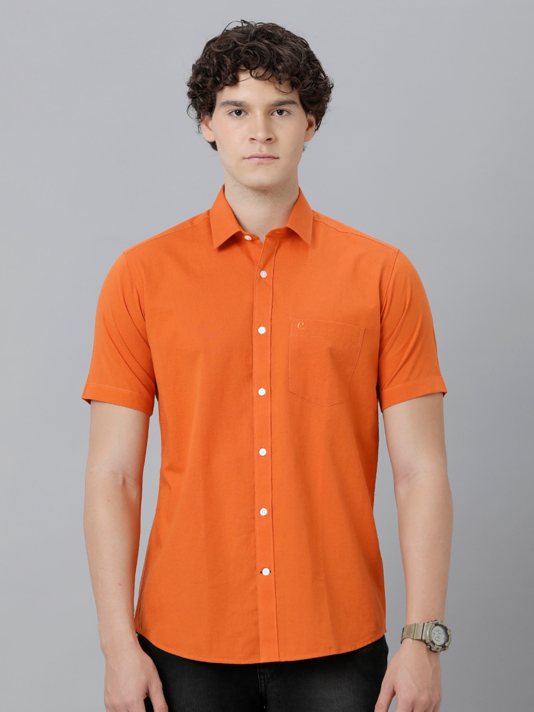 

CAVALLO by Linen Club Opaque Regular Fit Casual Shirt, Orange