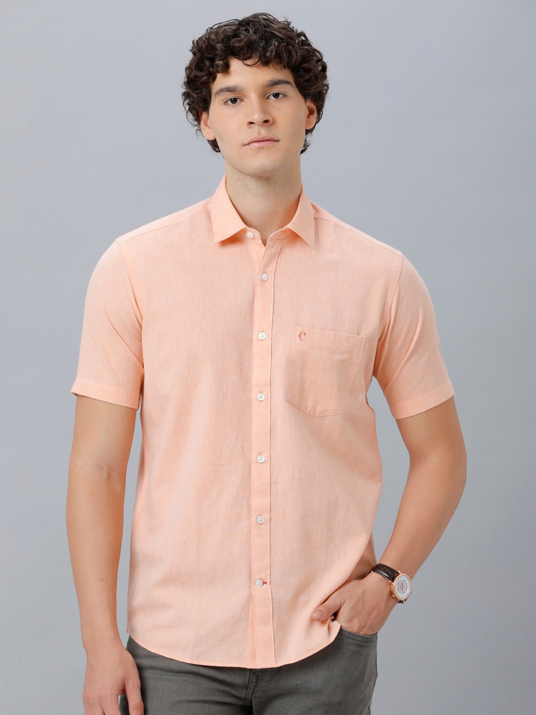 

CAVALLO by Linen Club Men Solid Casual Shirt, Pink