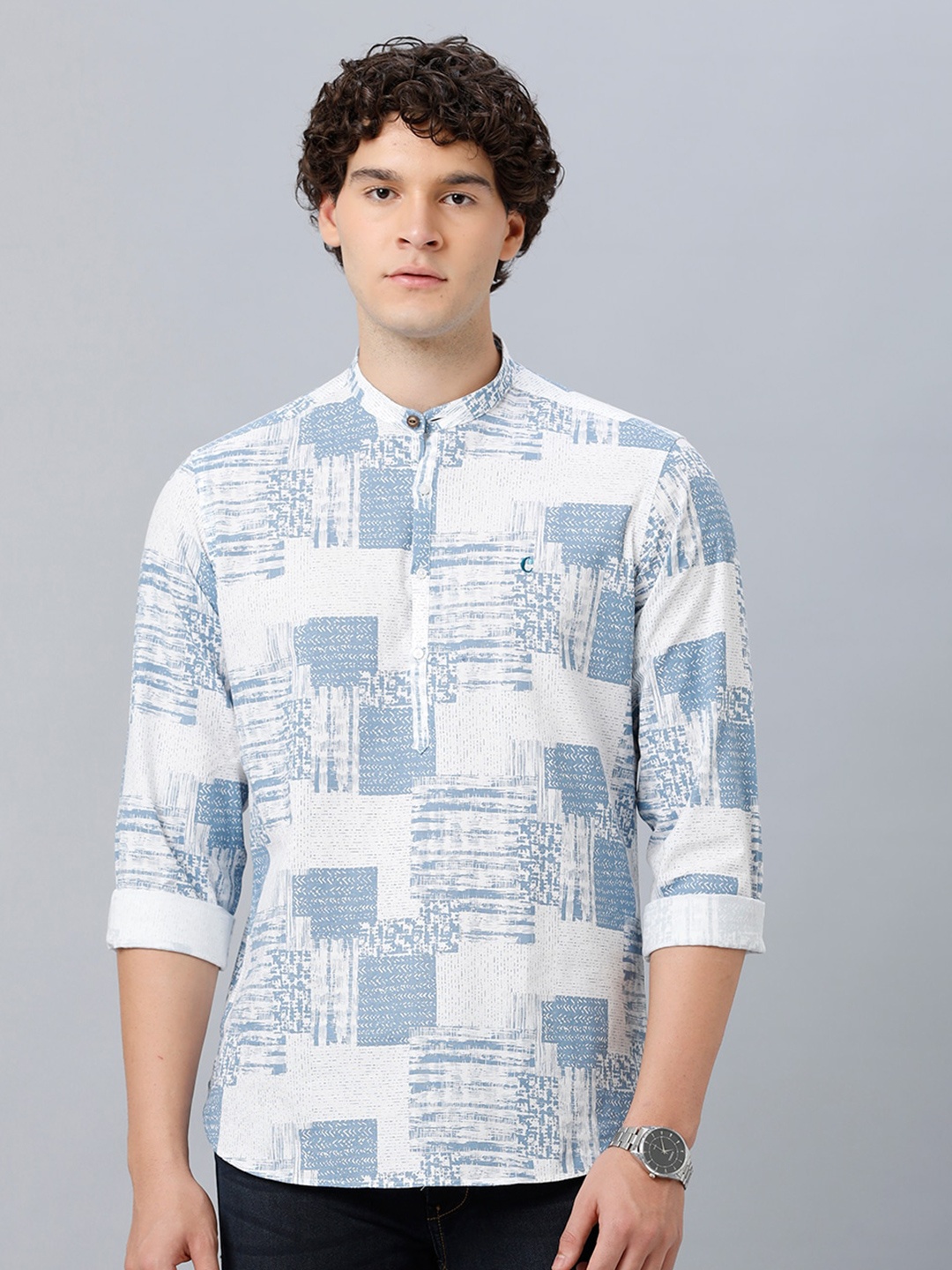 

CAVALLO by Linen Club Abstract Printed Opaque Casual Shirt, Blue