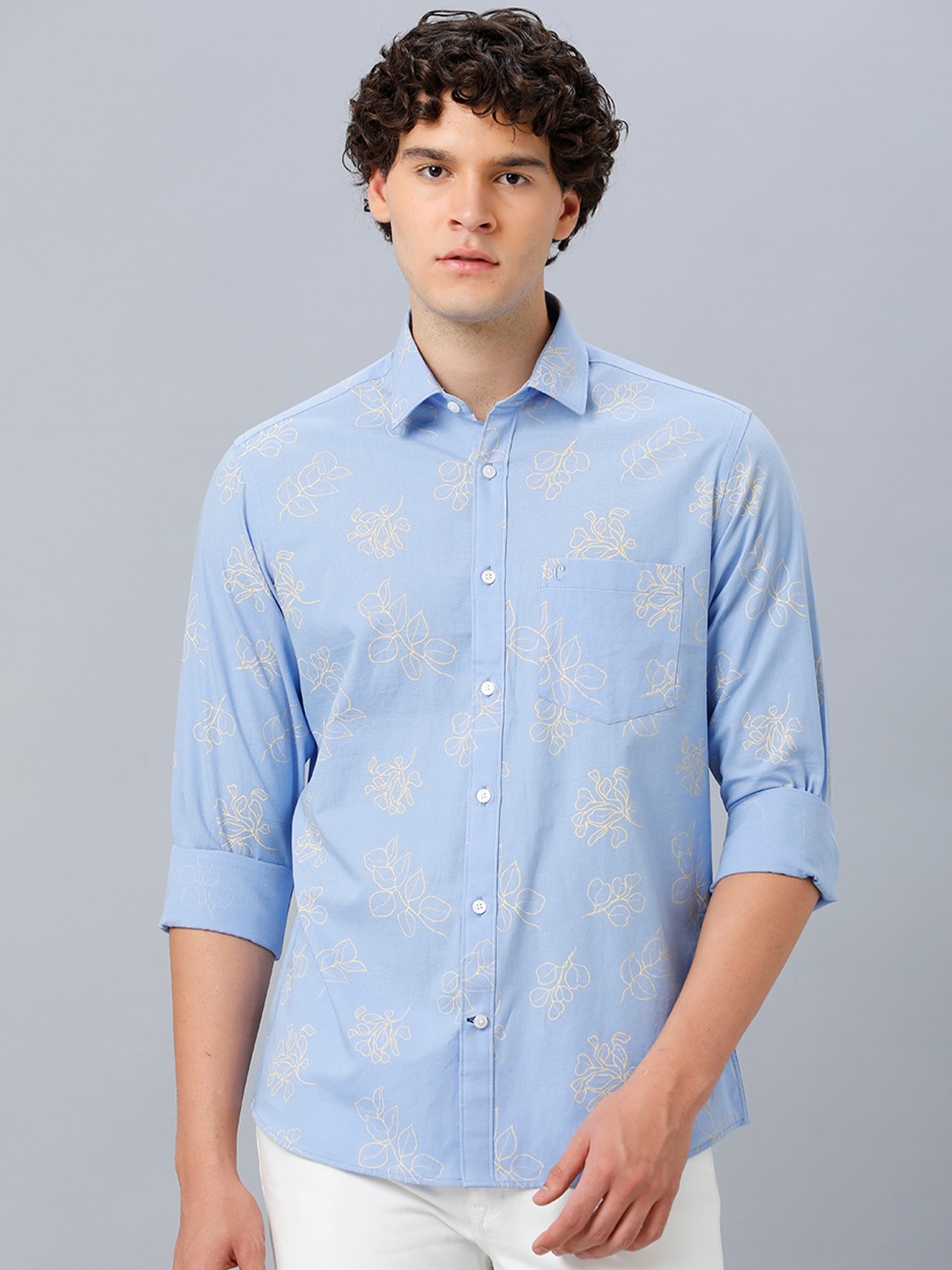 

CAVALLO by Linen Club Floral Printed Opaque Casual Shirt, Blue