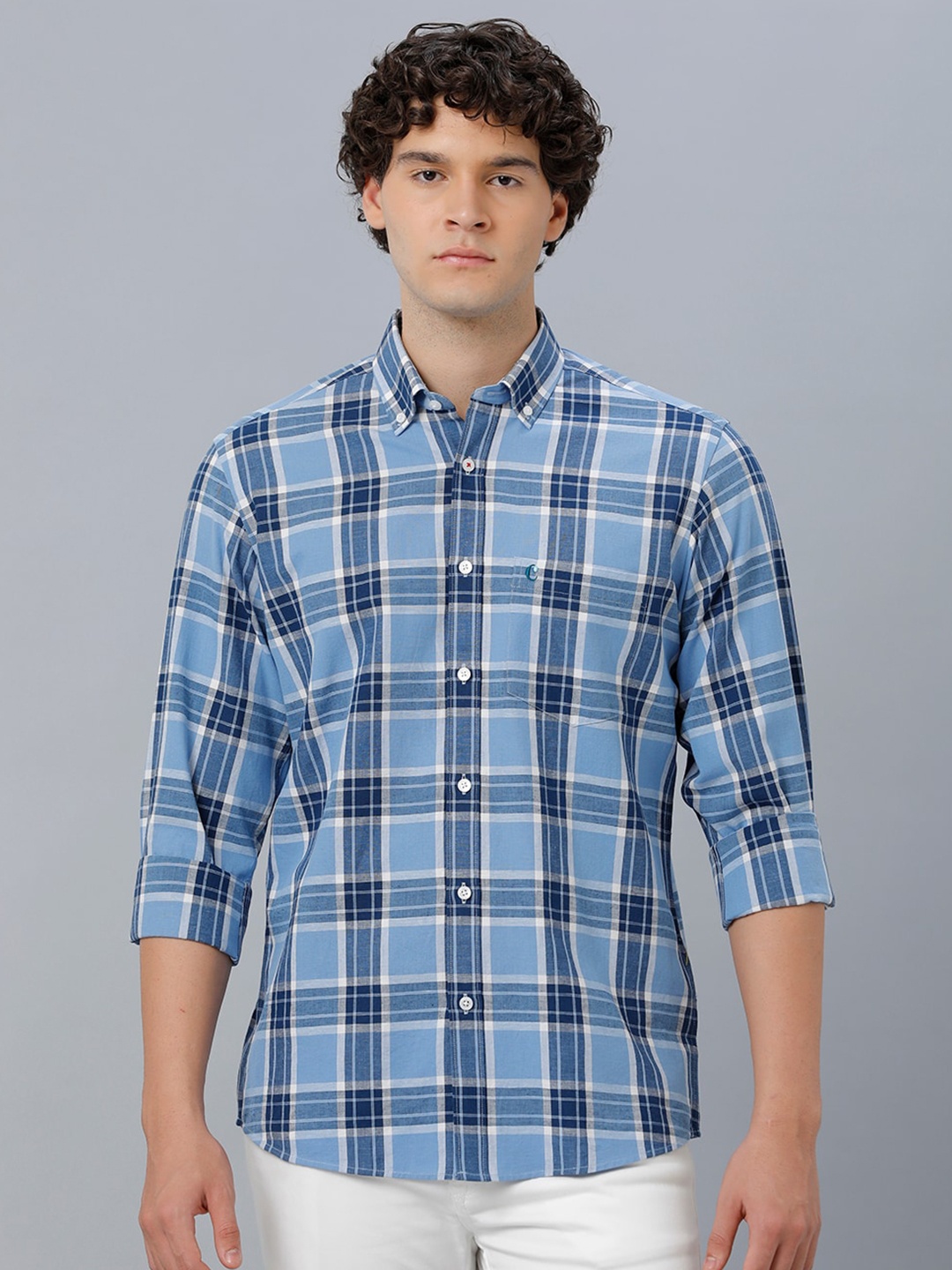 

CAVALLO by Linen Club Tartan Checked Casual Shirt, Blue