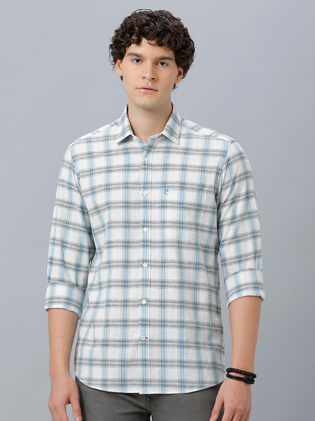 

CAVALLO by Linen Club Opaque Checked Casual Shirt, White