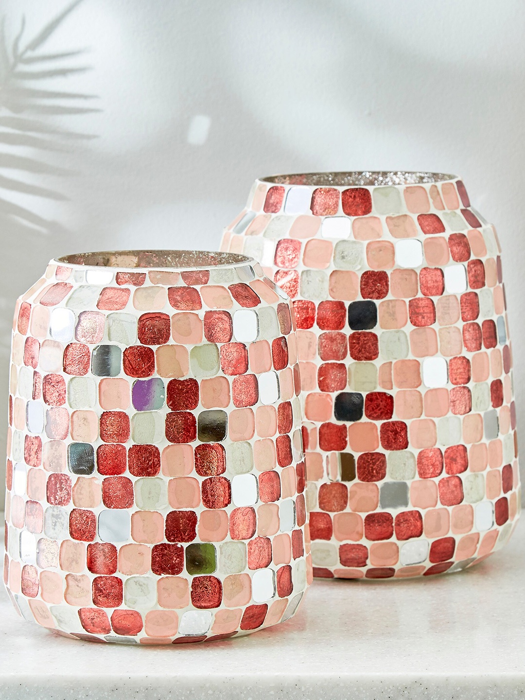 

Home Centre Red Corsica Glass Mosaic Hurricane Candle Holder