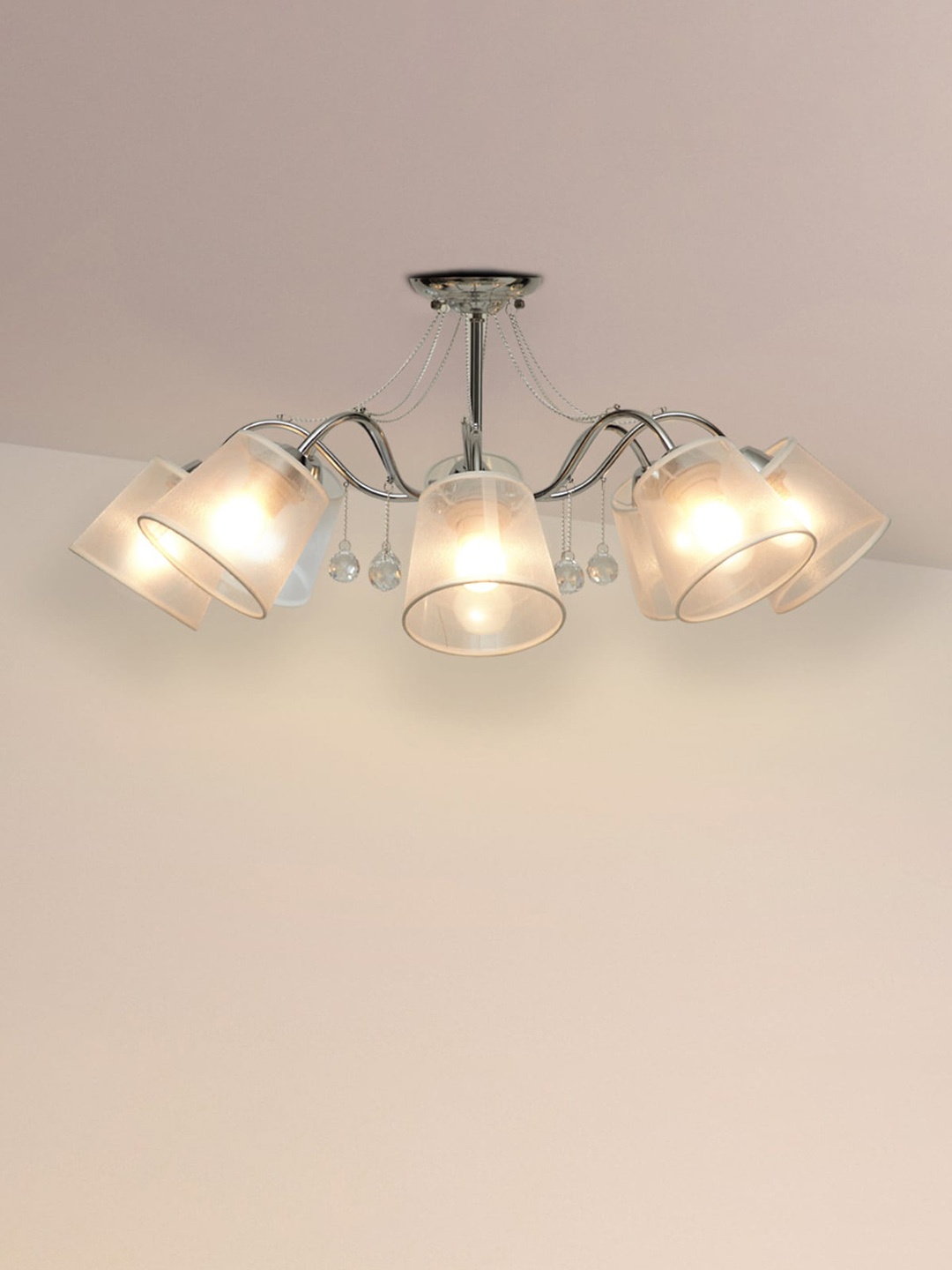 

Home Centre Silver Toned Melody Lustre Glass Ceiling Lamp