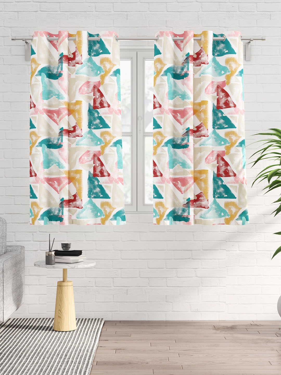 

Home Centre Saddle White & Blue 2 Pieces Abstract Black Out Window Curtains