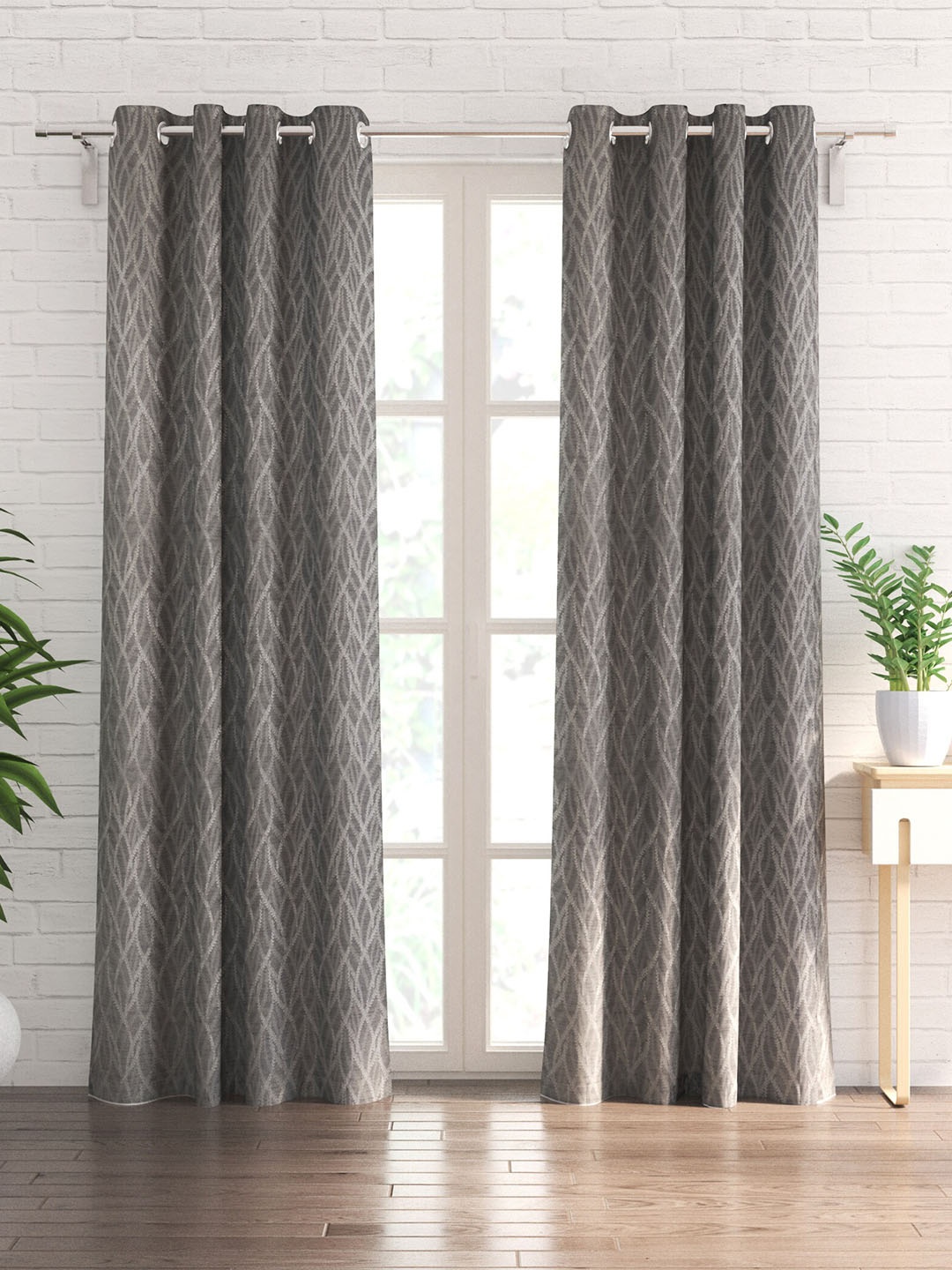 

Home Centre Morris Purple 2 Pieces Floral Blackout Door Curtains