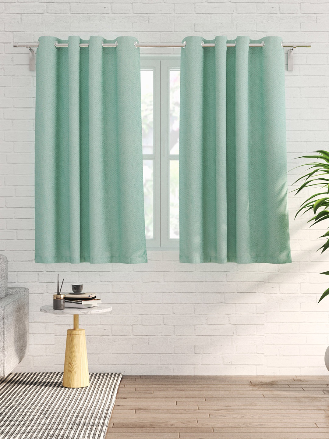 

Home Centre Morris Teal 2 Pieces Blackout Window Curtains