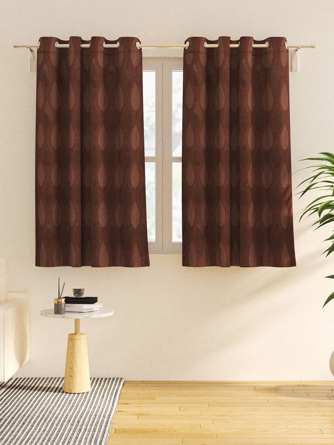 

Home Centre Morris Brown 2 Pieces Ethnic Motifs Black Out Window Curtains