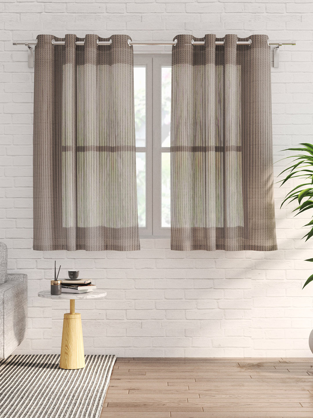 

Home Centre Pacific Venice Grey 2 Pieces Geometric Black Out Window Curtain