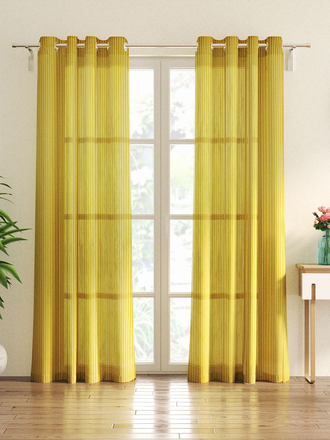 

Home Centre Pacific Venice Yellow 2 Pieces Striped Sheer Door Curtains