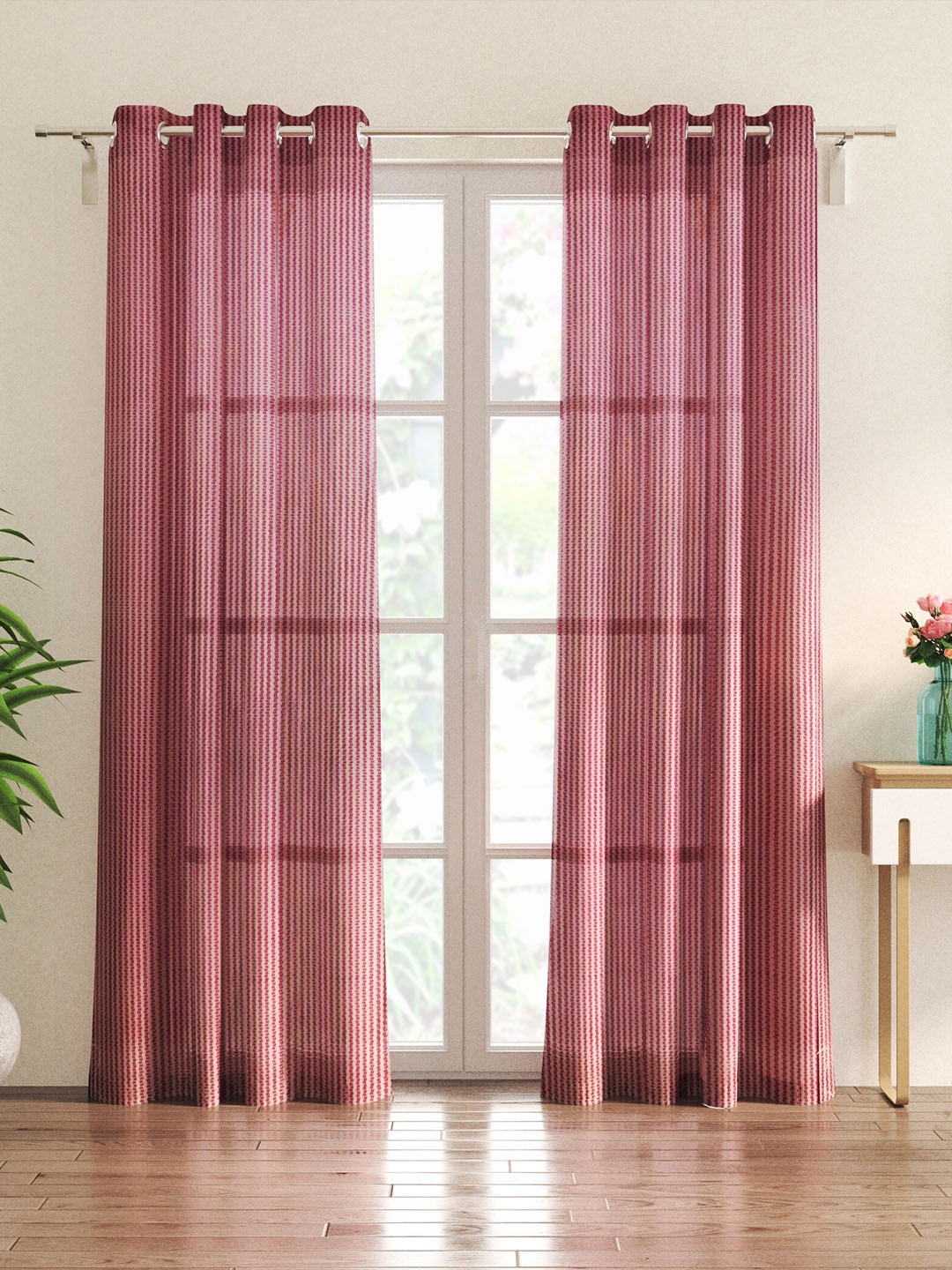

Home Centre Pacific Venice Purple 2 Pieces Striped Sheer Door Curtains