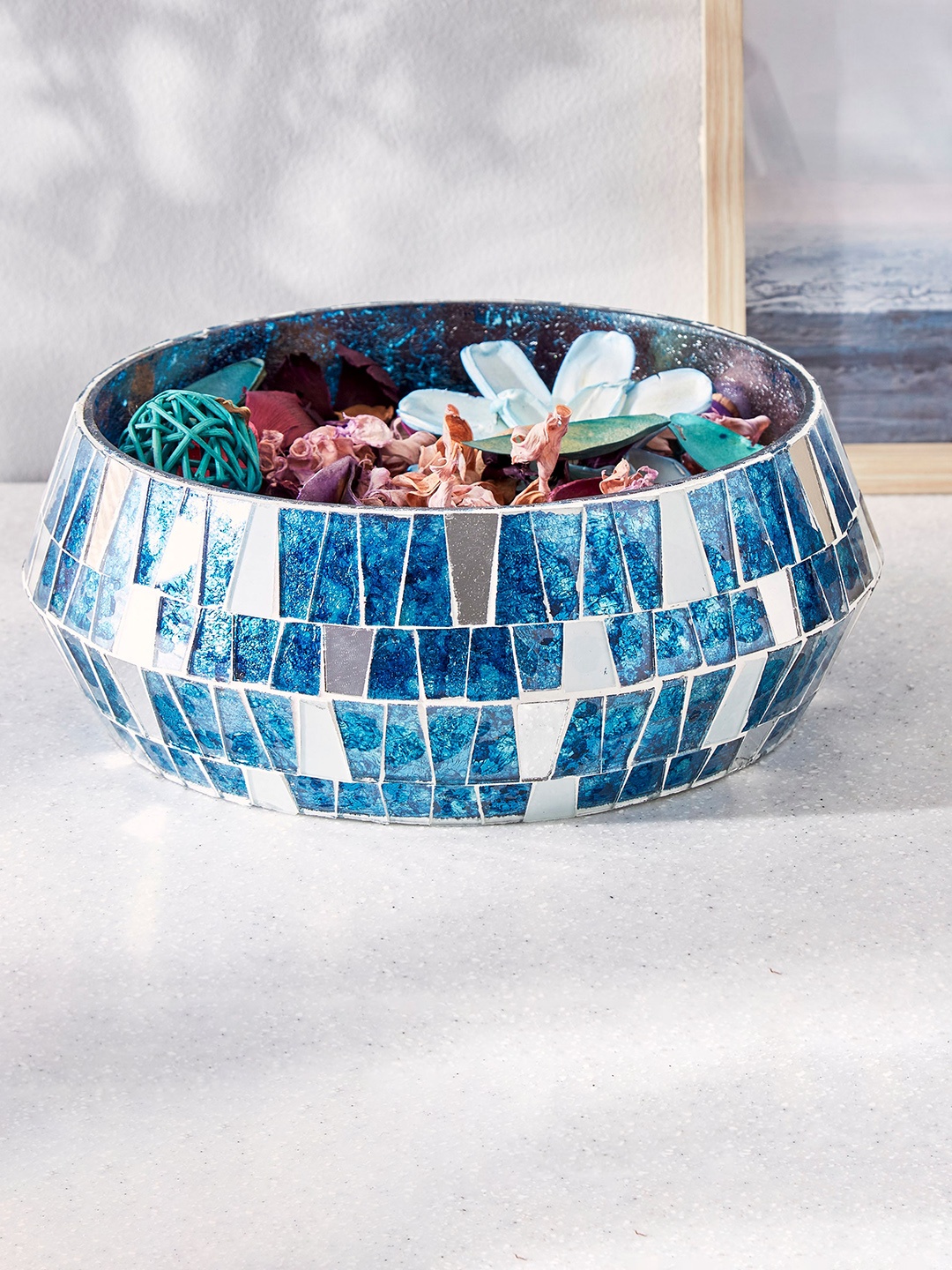 

Home Centre Teal Mabel Glass Mosaic Decorative Bowl