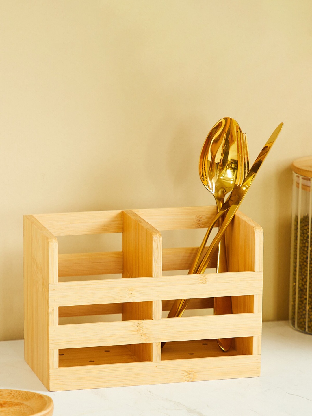 

Home Centre Spinel Bamboo Yellow Cutlery Holder