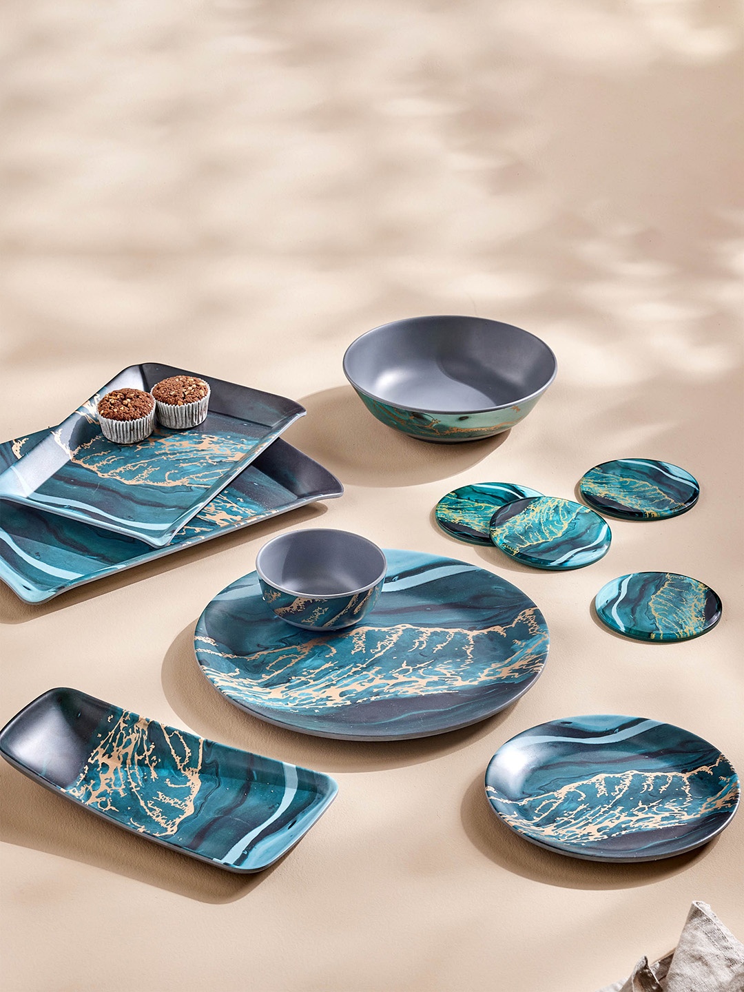 

Home Centre Breccia Blue 4 Pieces Glass Printed Round Coasters