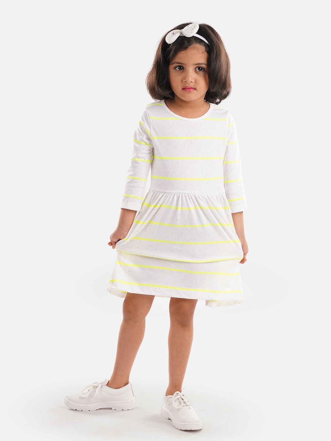 

Zalio Striped Fit & Flare Cotton Dress, White