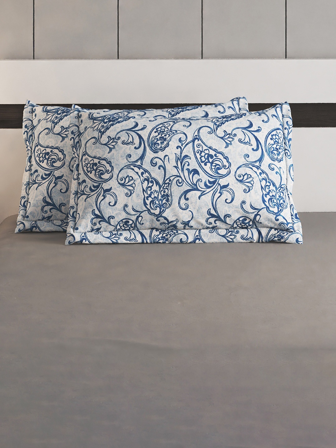 

Home Centre Blue 2 Pieces Ethnic Printed Rectangle Pillow Covers