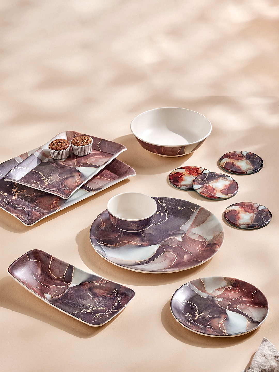 

Home Centre Breccia Brown Melamine Printed Serving Tray