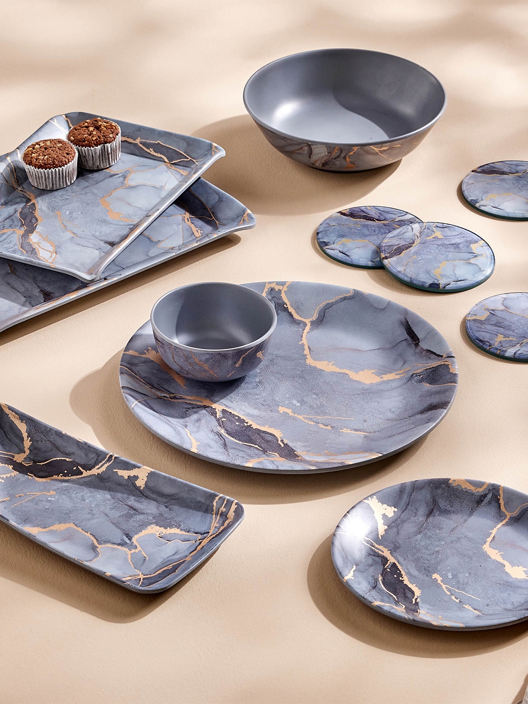 

Home Centre Breccia Grey Melamine Printed Veg Bowl - 240ml