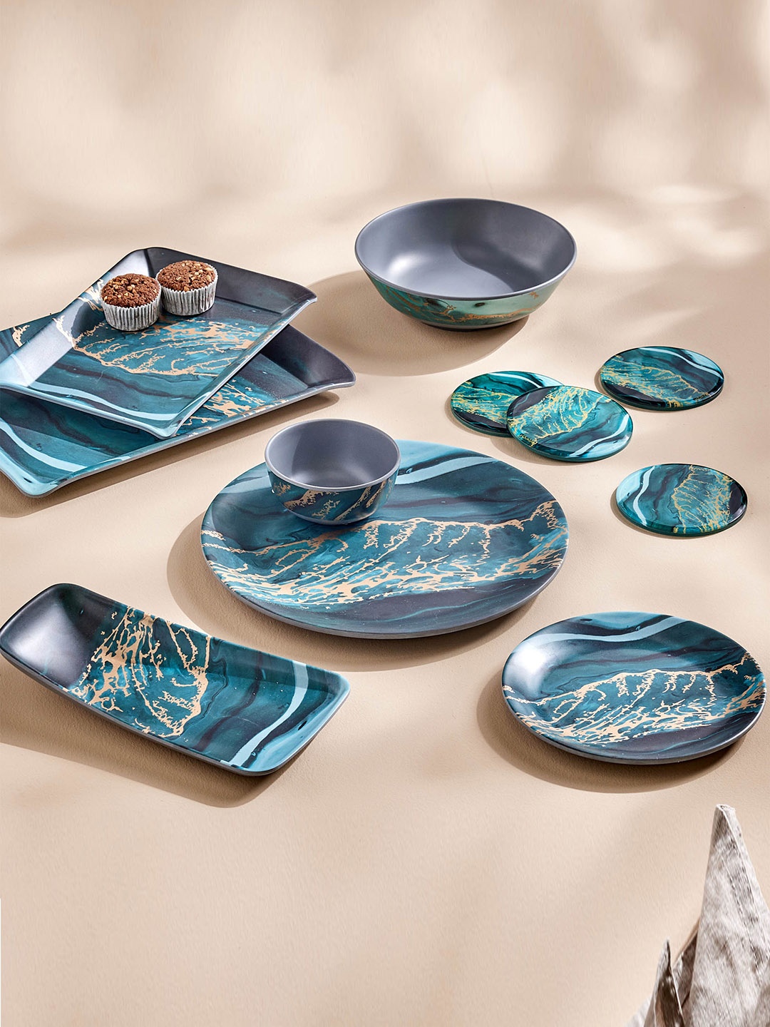 

Home Centre Blue Breccia Blue Melamine Printed Serving Platter