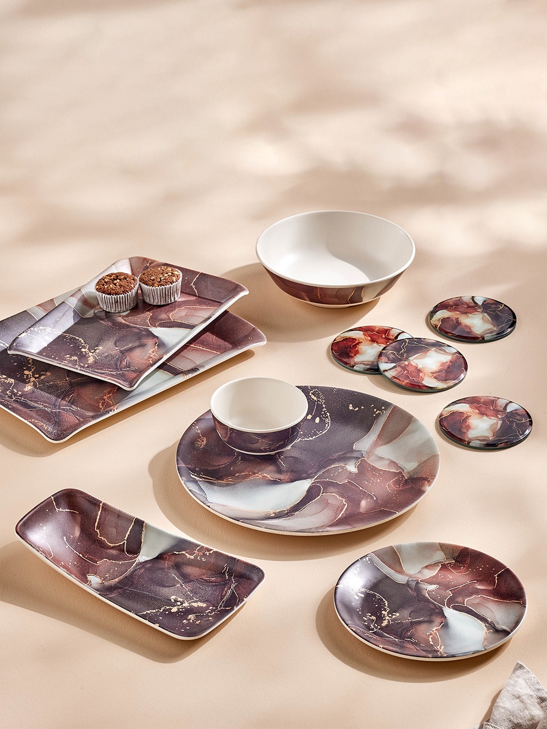 

Home Centre Breccia Brown Breccia Melamine Printed Serving Tray