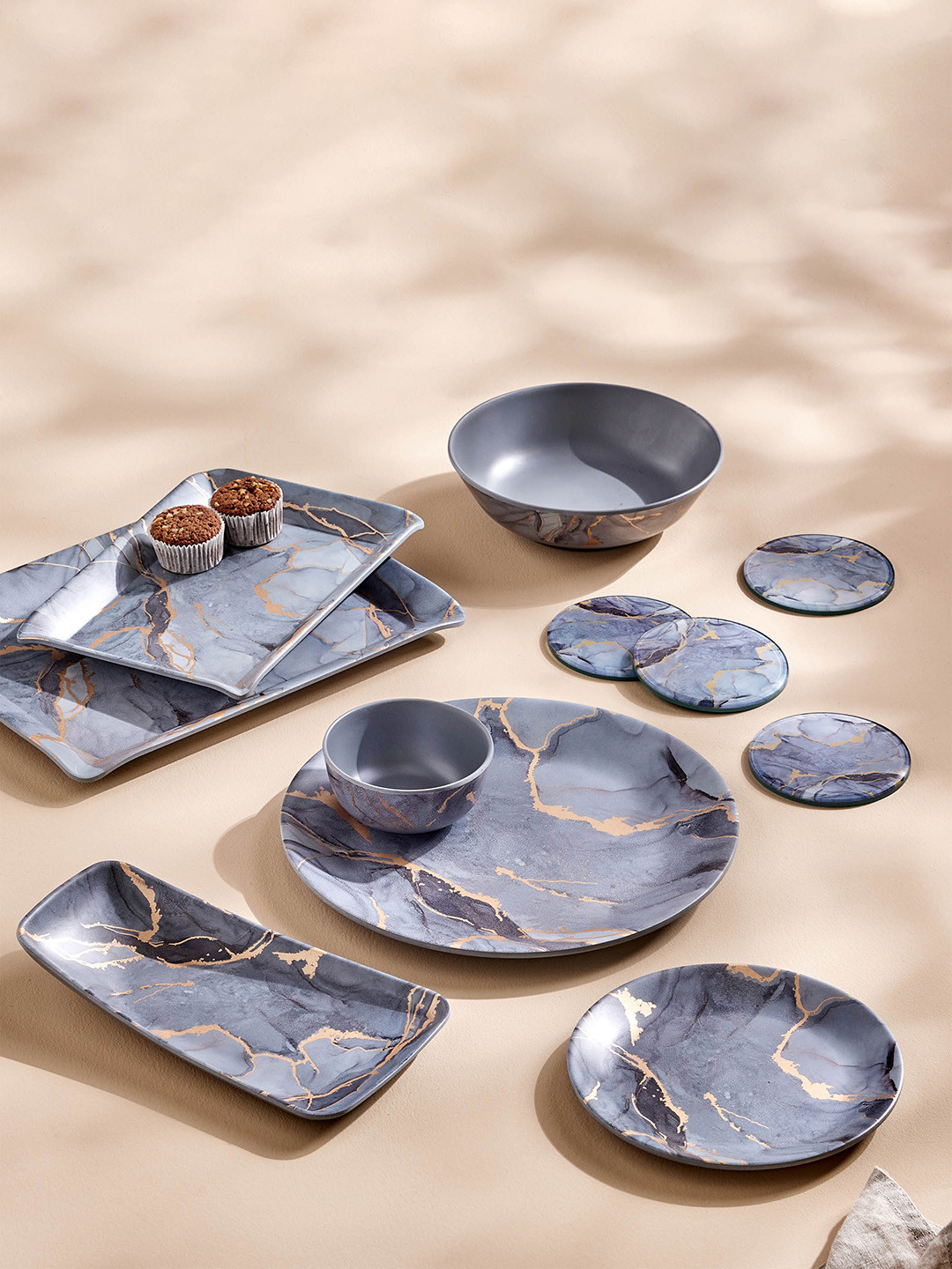 

Home Centre Grey Breccia Printed Serving Platter