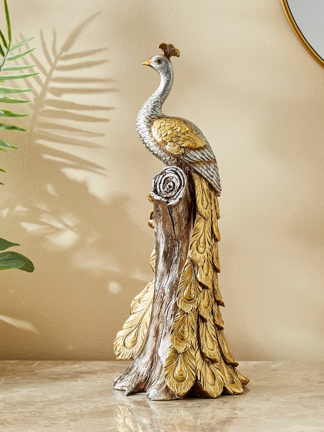 

Home Centre Corsica Polyresin Standing Peacock Figurine, Brown
