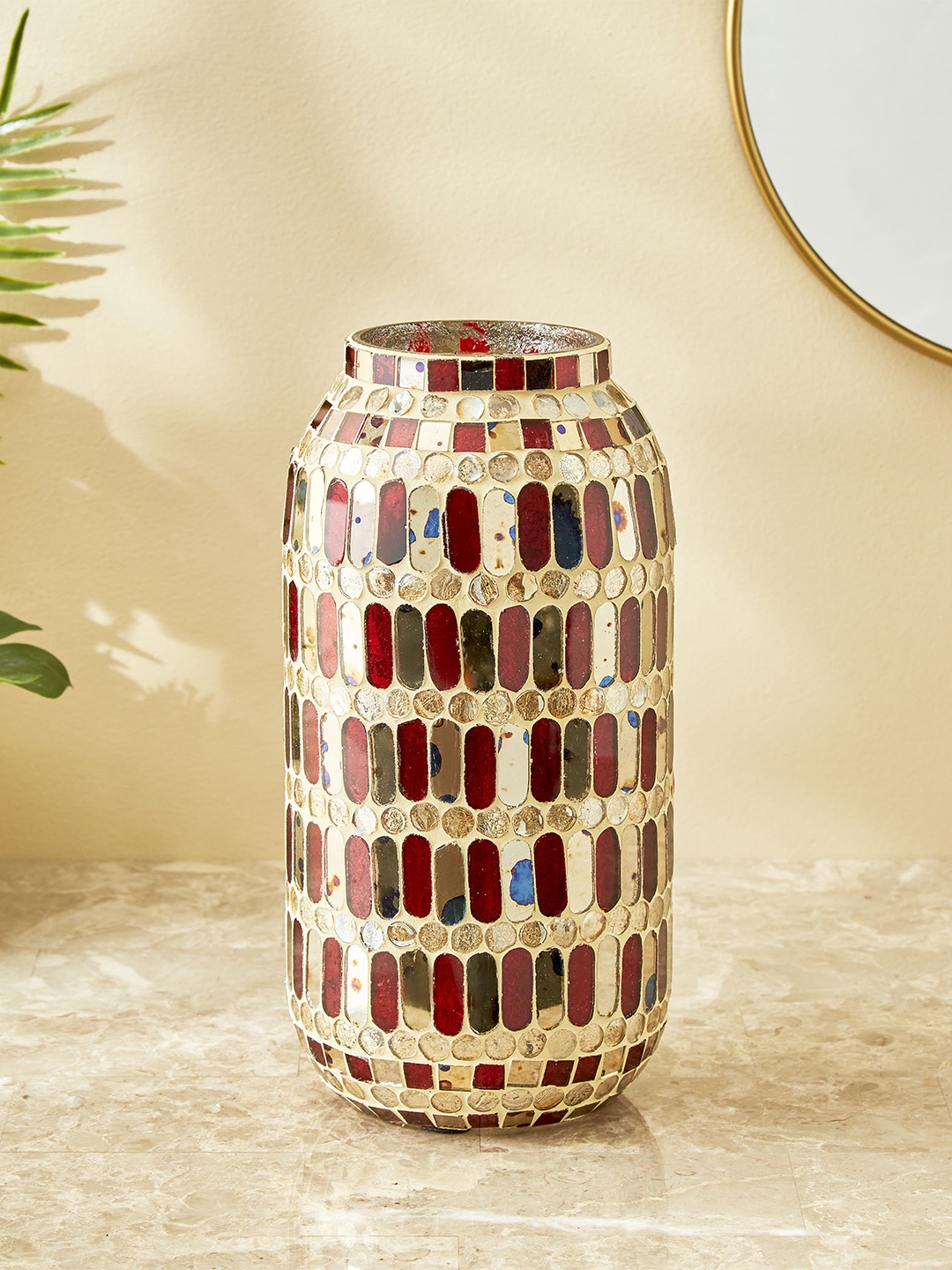 

Home Centre Red Mabel Glass & Mosaic Vase