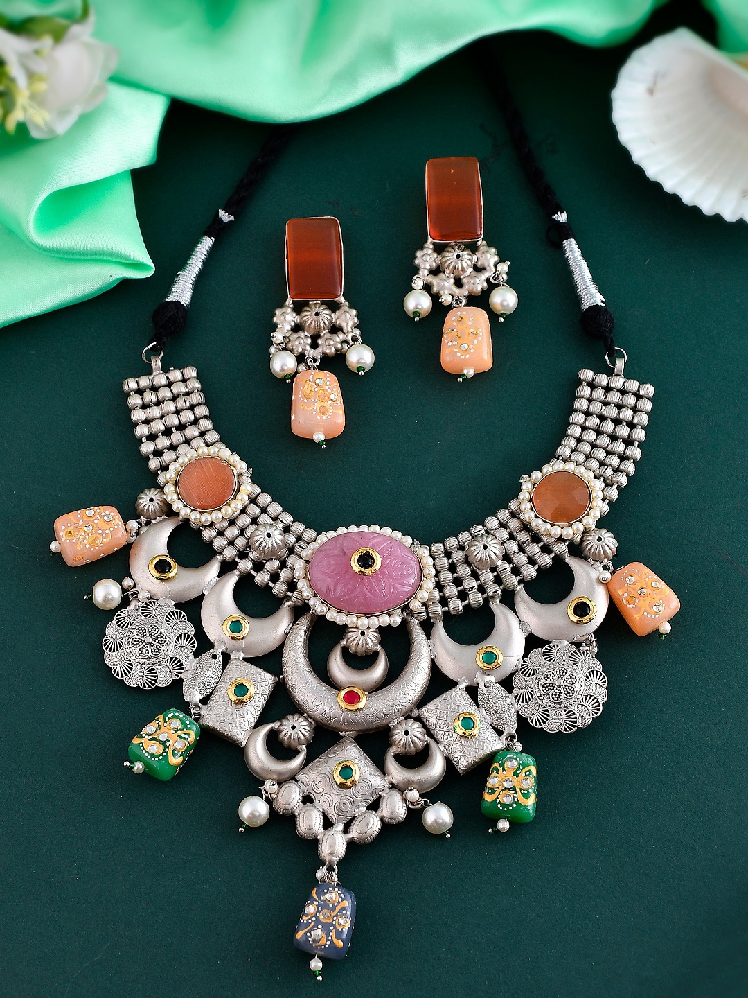 

Silvermerc Designs Silver-Plated Contemporary Bridal Jewellery Set