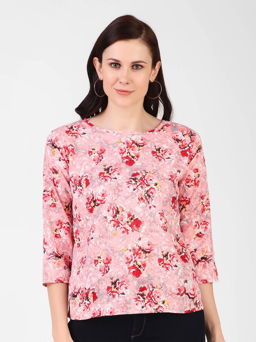 

KASHIAN Floral Printed Regular Top, Peach