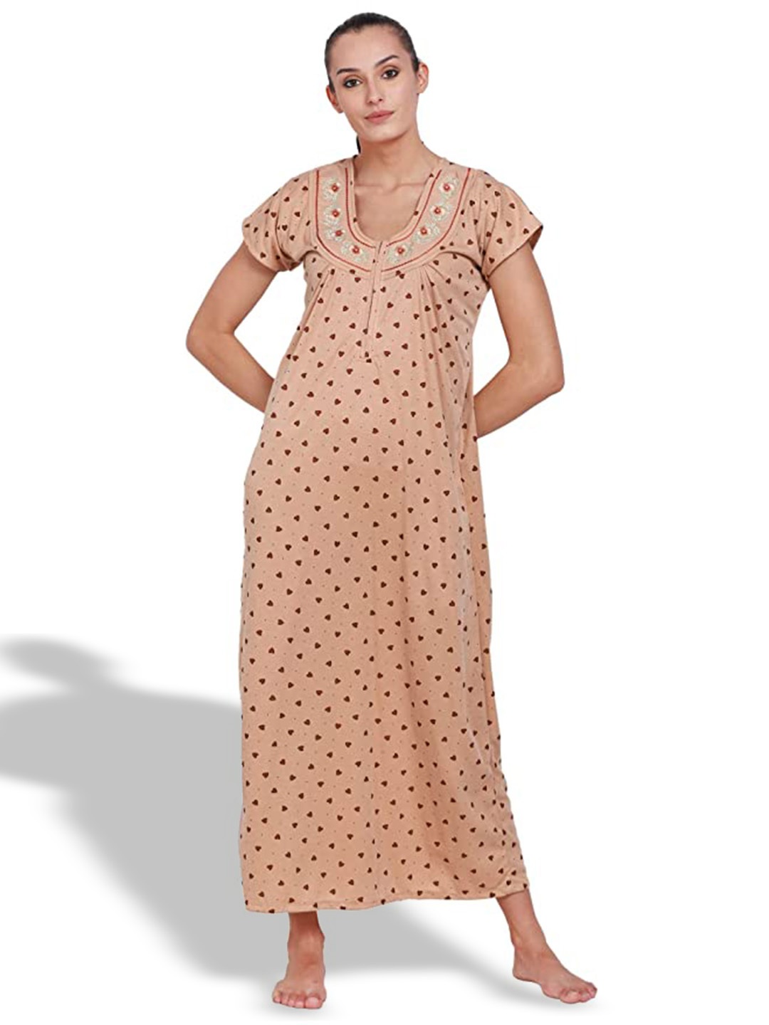 

Noty Printed Maxi Nightdress, Brown