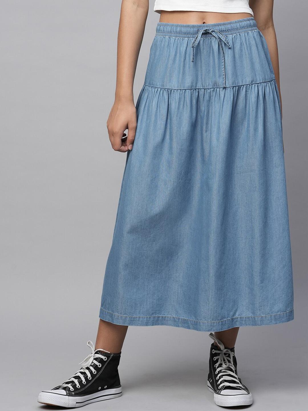 

Chemistry A-Line Cotton Denim Skirt, Blue