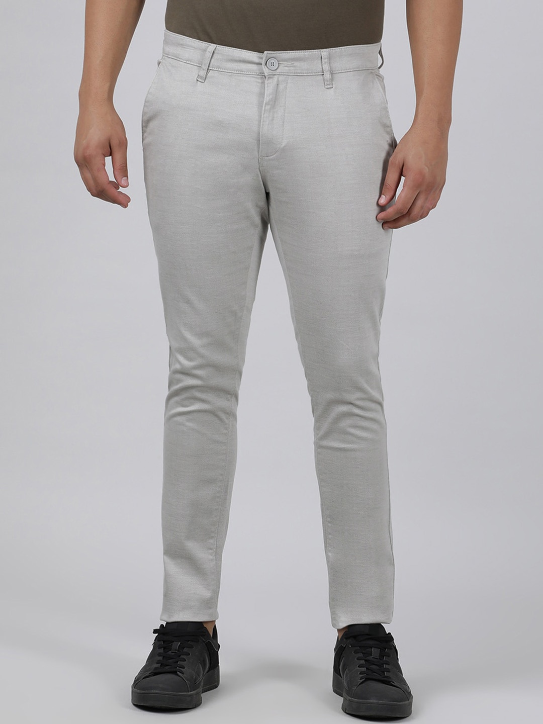 

Crocodile Men Slim Fit Easy Wash Cotton Trousers, Grey
