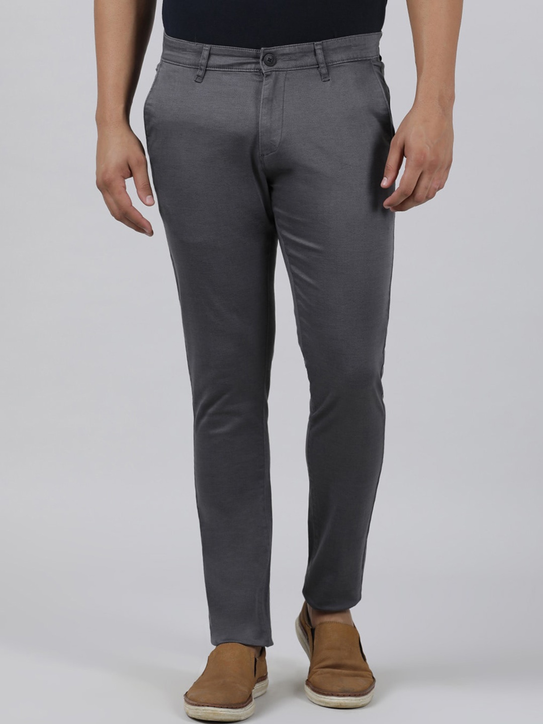 

Crocodile Men Grey Slim Fit Easy Wash Trousers