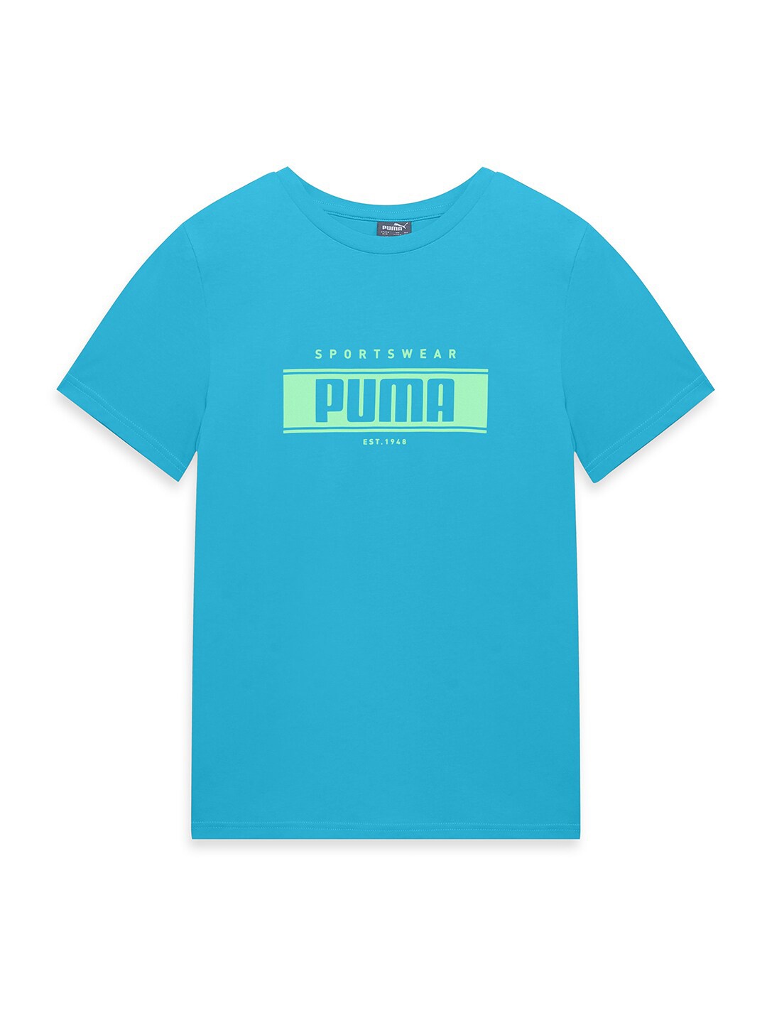 

Puma Boys Graphic Printed Regular Fit Crew-Neck Cotton T-Shirt, Blue