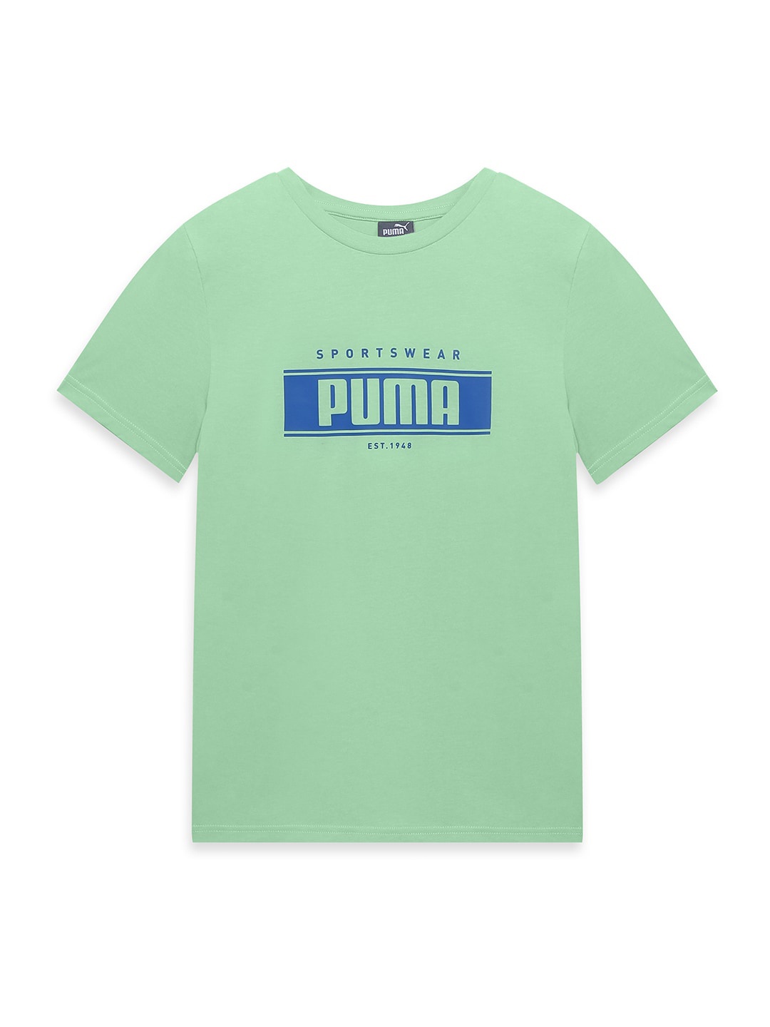 

Puma Boys Printed Crew-Neck Regular Fit Cotton T-Shirt, Green