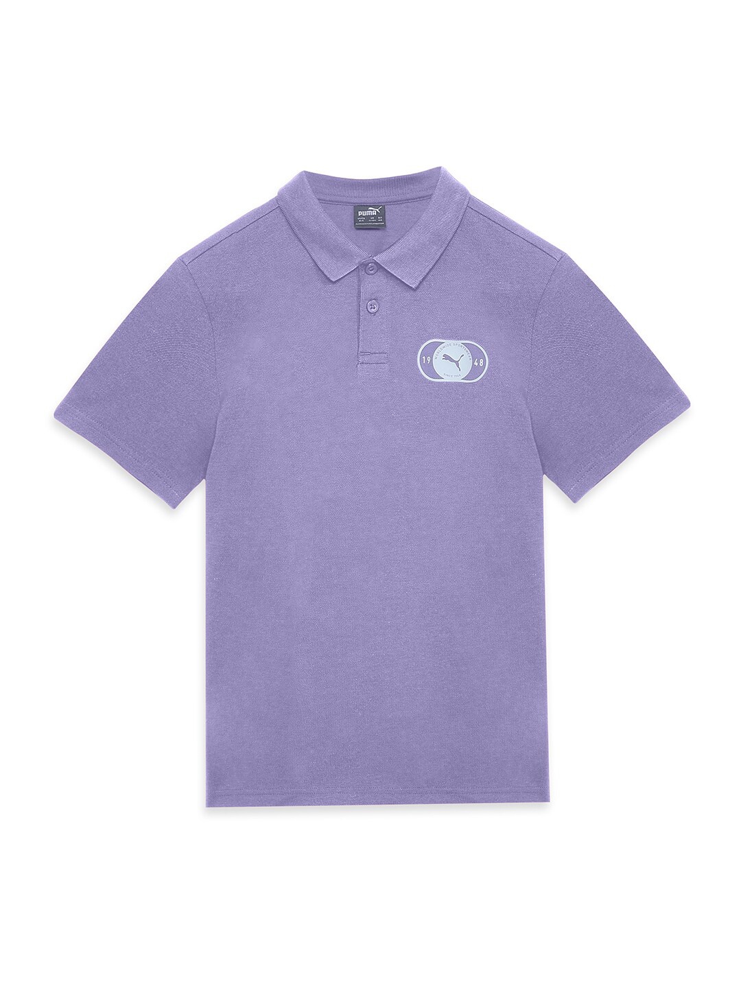 

Puma Boys Logo Printed Regular Fit Cotton Polo T-Shirt, Violet