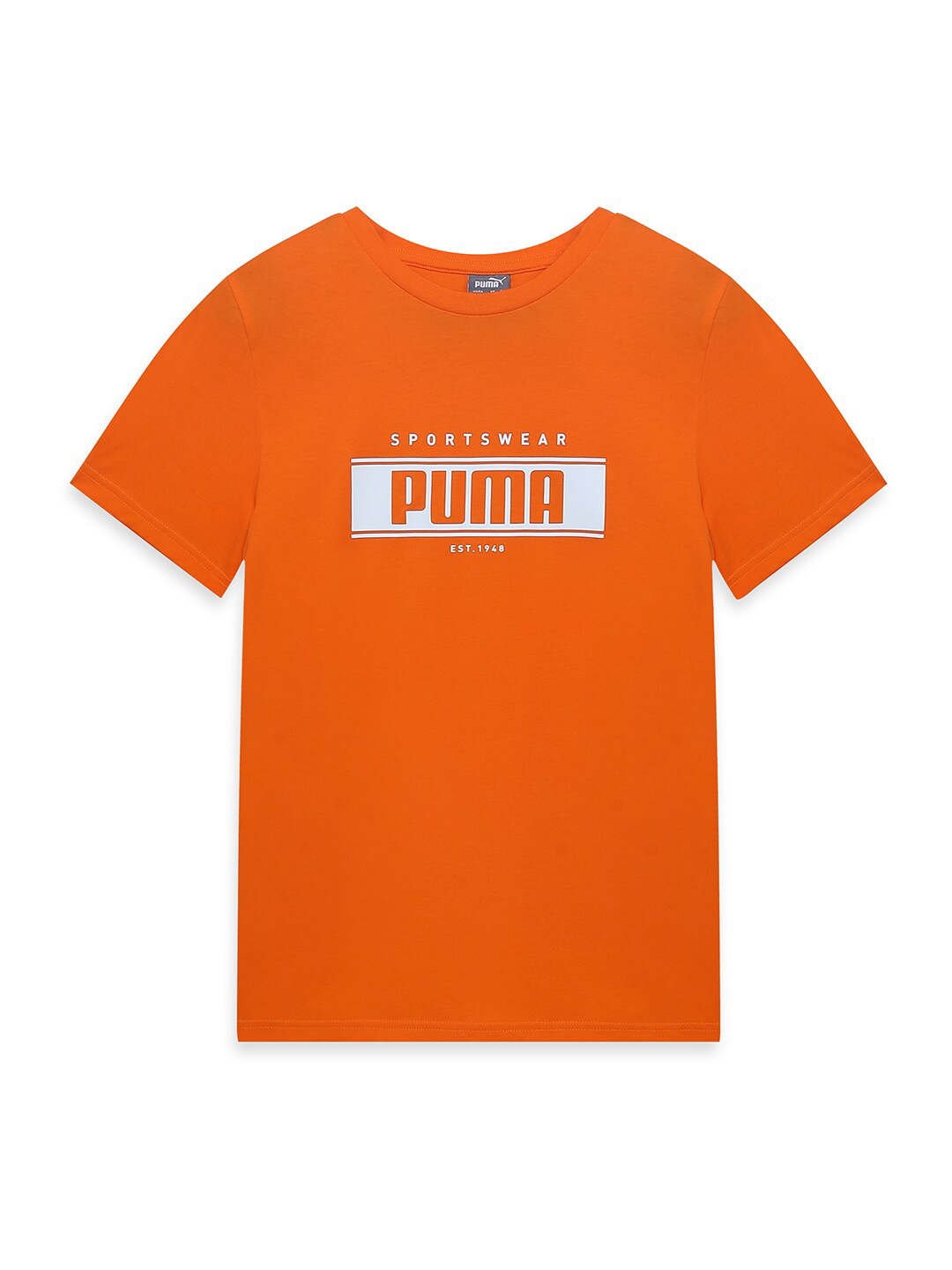 

Puma Boys Logo Printed Crew-Neck Regular Fit Cotton T-Shirt, Orange