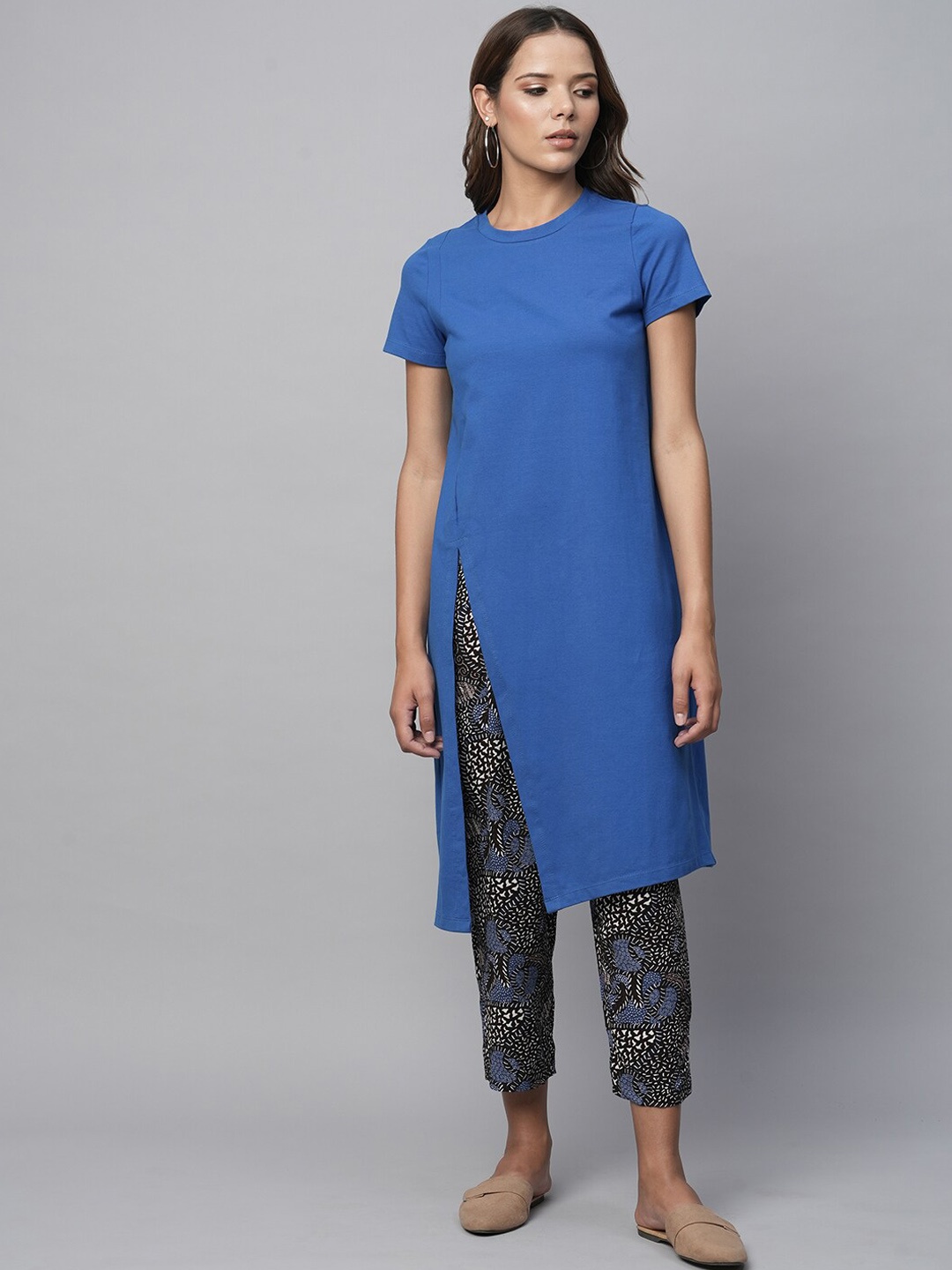 

Modern Indian by CHEMISTRY Regular Pure Cotton Kurta With Trousers, Blue