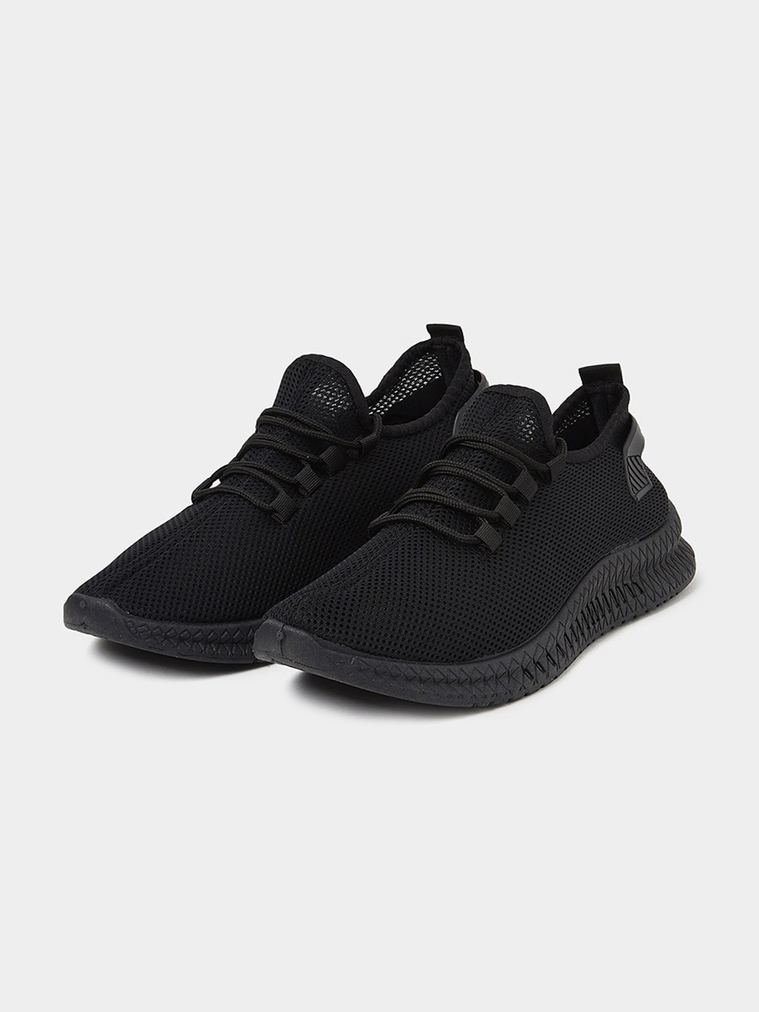 

Styli Men Woven Design Lace-Up Sneakers, Black