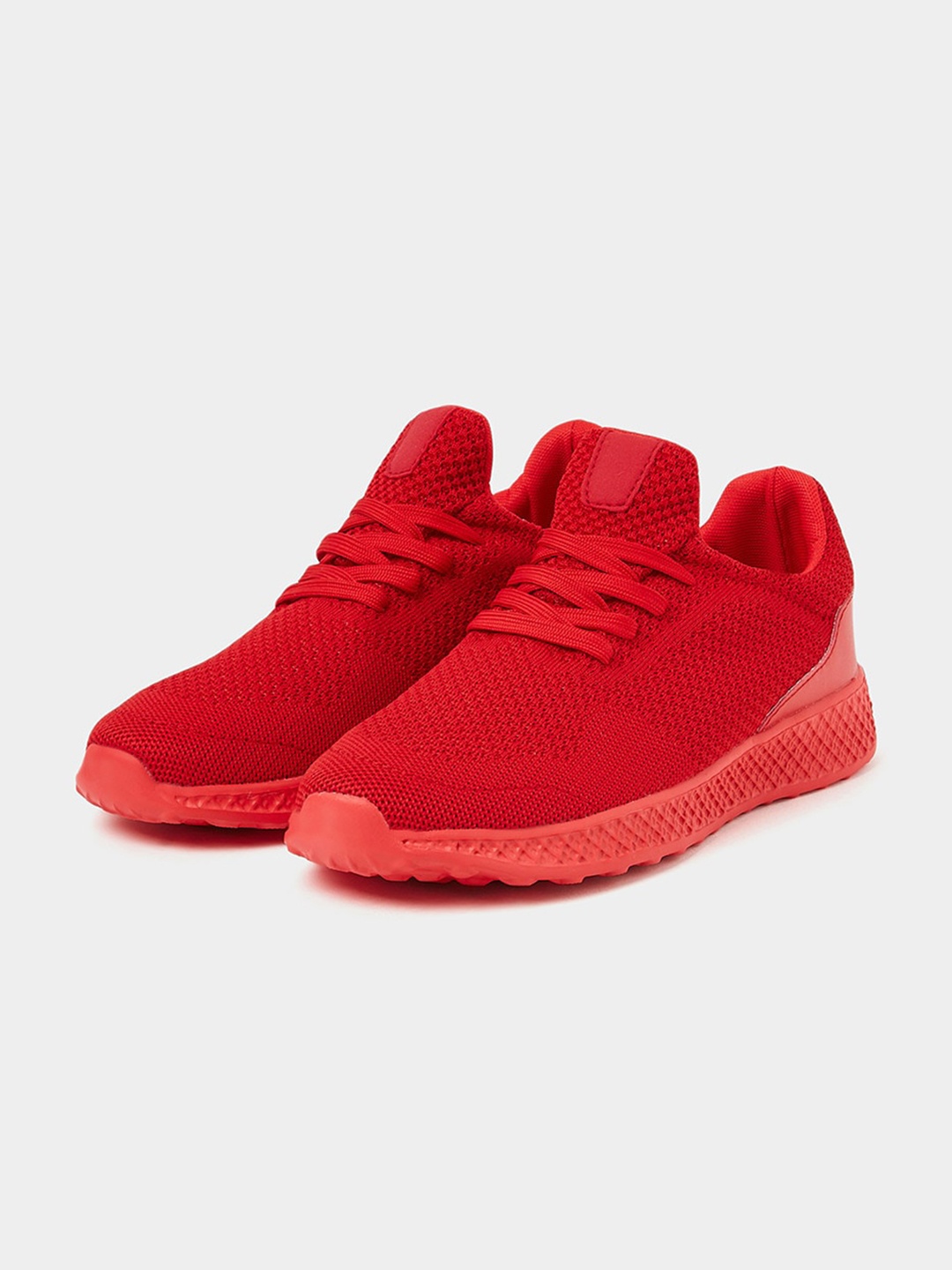 

Styli Men Woven Design Lace-Up Sneakers, Red