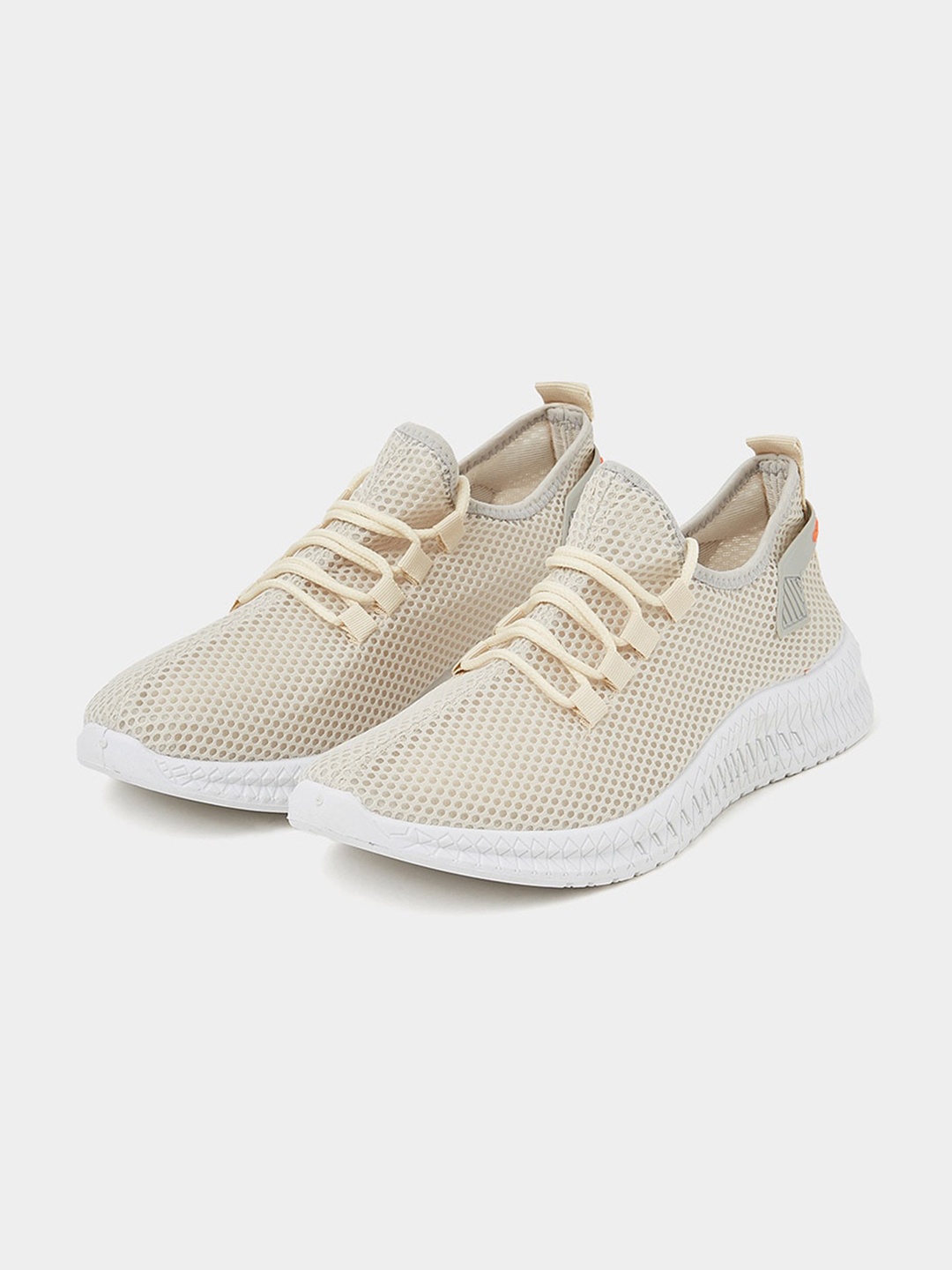 

Styli Men Woven Design Lace-Up Sneakers, Cream