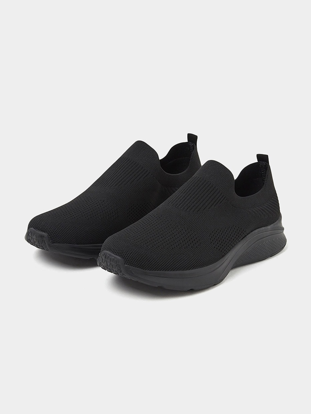 

Styli Men Woven Design Slip-On Sneakers, Black