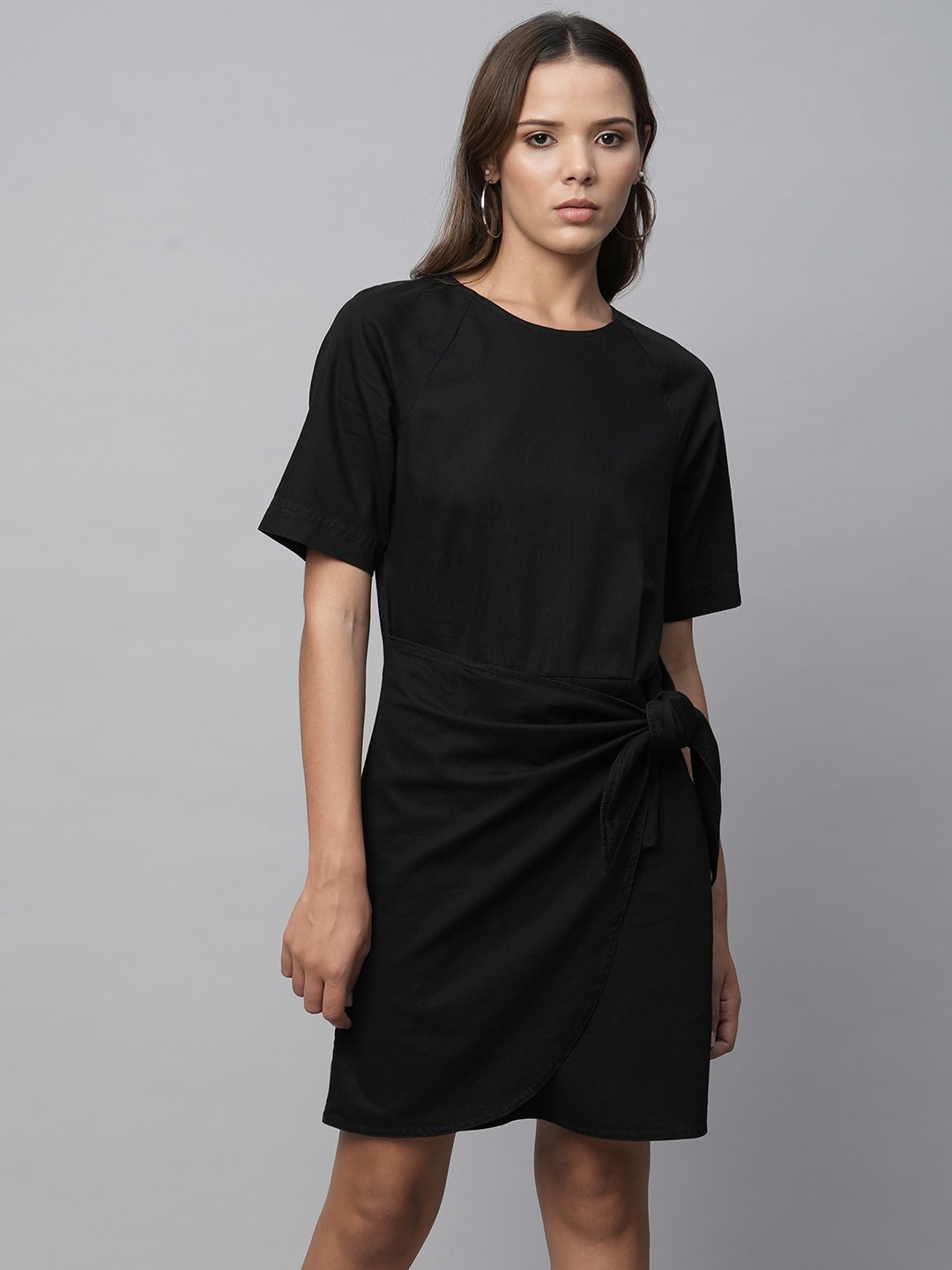 

Chemistry Denim Tulip hem Wrap Dress, Black