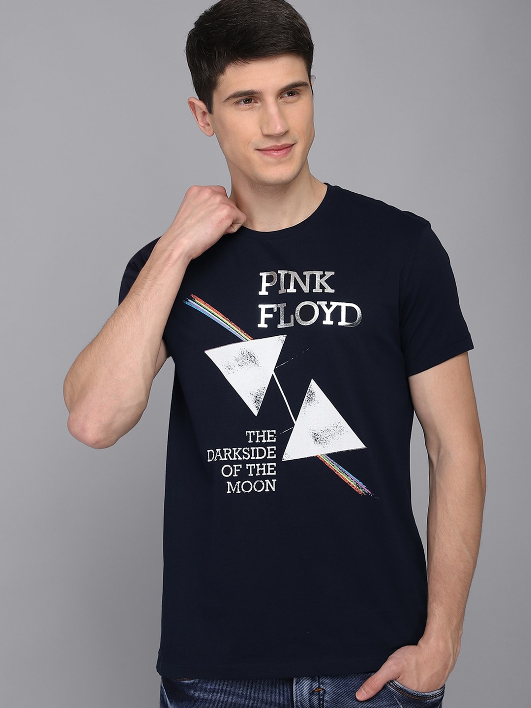 

Free Authority Pink Floyd Printed Cotton T-Shirt, Navy blue