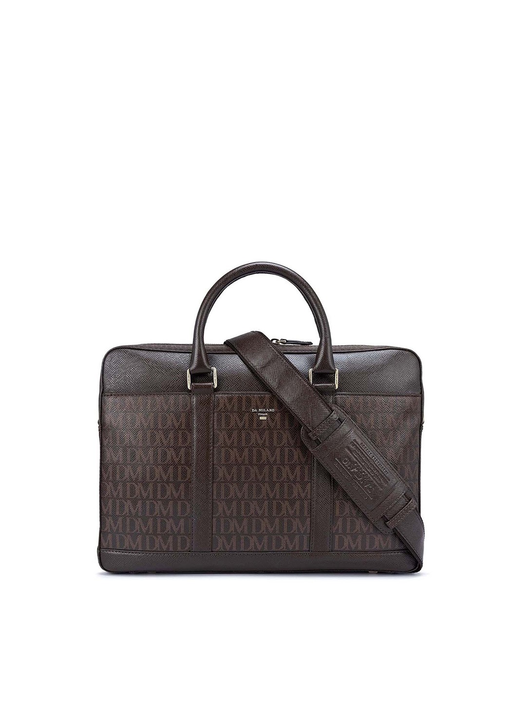 

Da Milano Padded Upto 14 Inch Textured Leather Laptop Bag, Brown