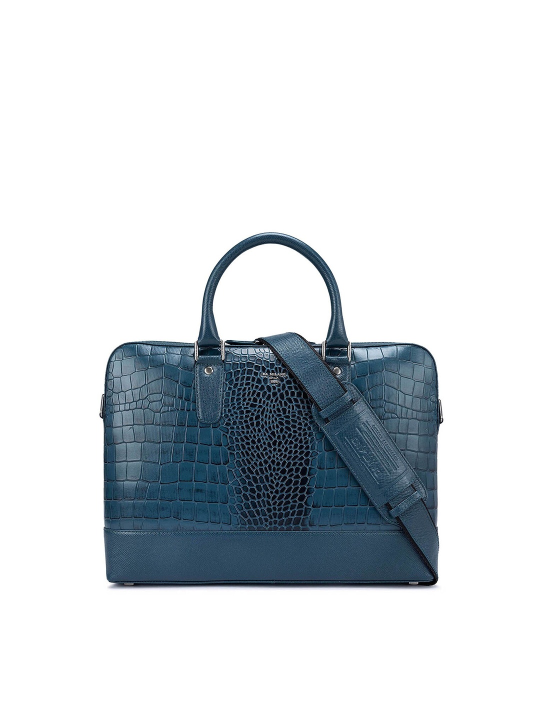 

Da Milano Padded Upto 14 Inch Textured Leather Laptop Bag, Blue