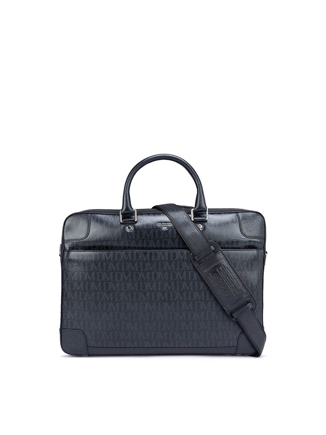 

Da Milano Padded Upto 15 Inch Textured Leather Laptop Bag, Black